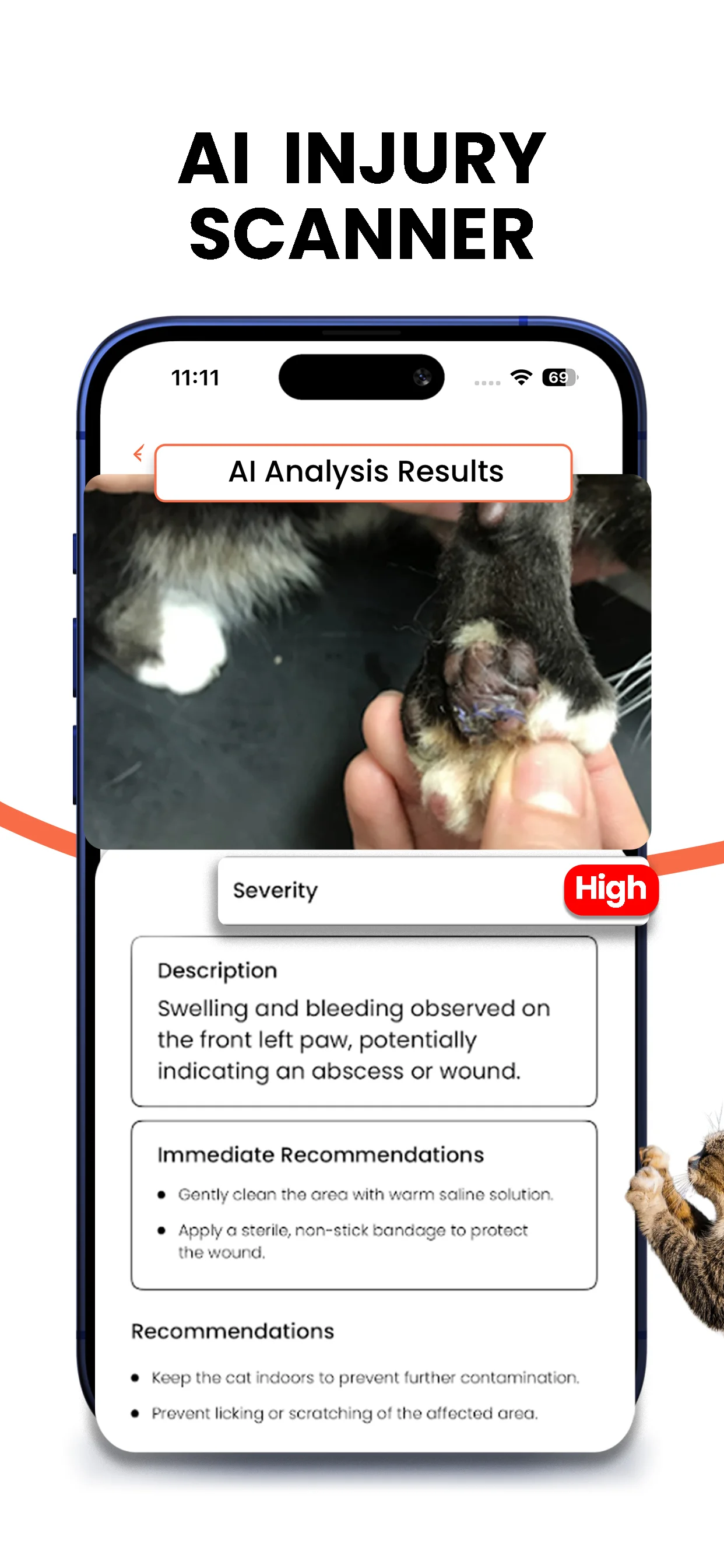 AI-powered pet injury detection and health scanner