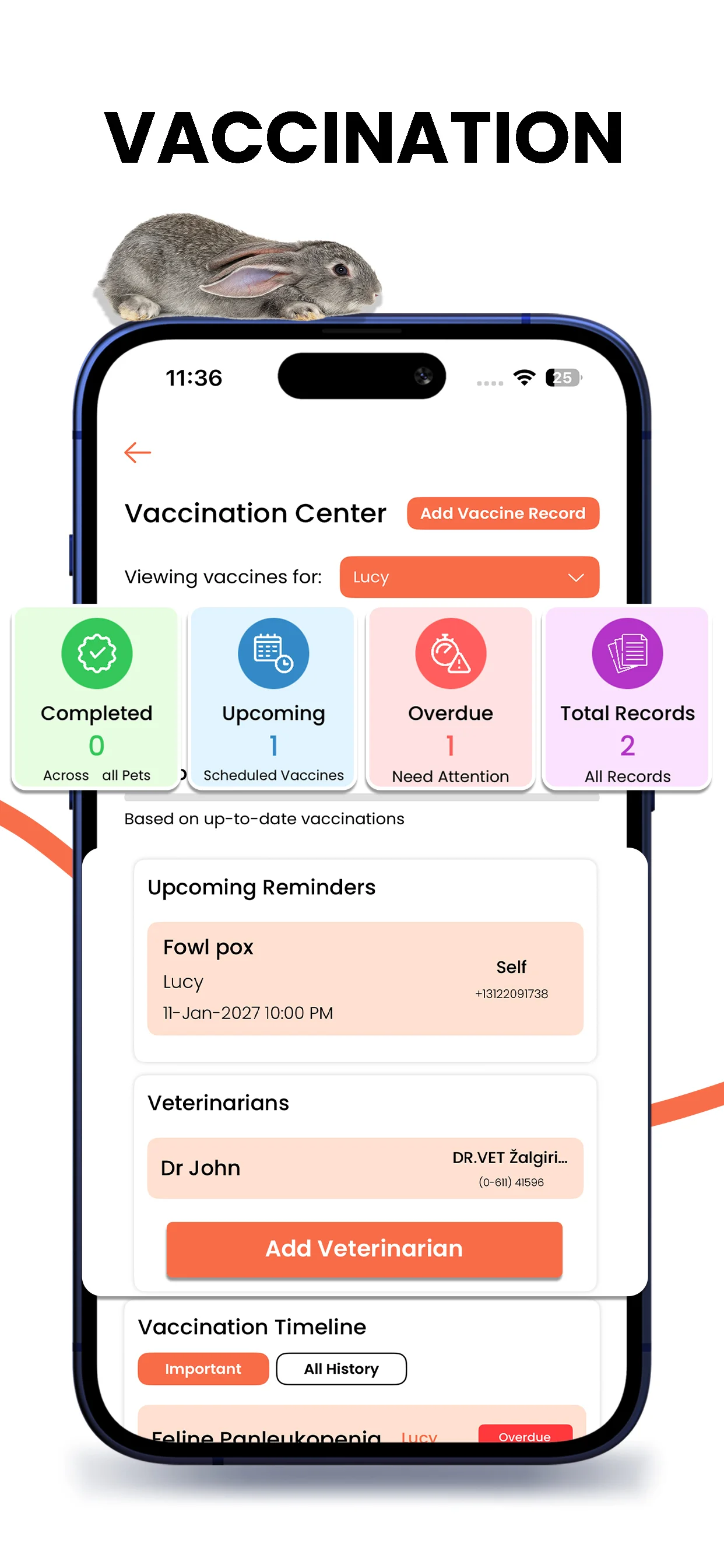 Pet vaccination reminder and health tracking app